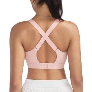 image:imageRUNNING GIRL Sports Bras for Women High Support Adjustable Straps Hook Back Sports Bras for Women with Sewn in PadsPink