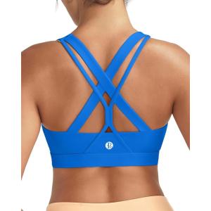 image:imageRUNNING GIRL Sports Bras for WomenSeamless Strappy Sports Bra High Support Crisscross Back with Removable Pads1brilliant Blue
