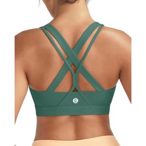 image:imageRUNNING GIRL Sports Bras for WomenSeamless Strappy Sports Bra High Support Crisscross Back with Removable Pads1green