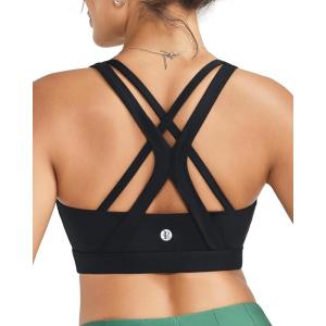 image:imageRUNNING GIRL Sports Bras for WomenSeamless Strappy Sports Bra High Support Crisscross Back with Removable PadsAblack