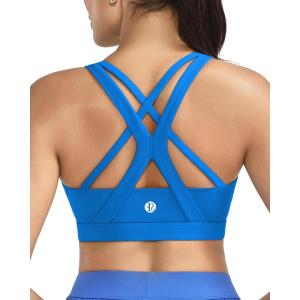 image:imageRUNNING GIRL Sports Bras for WomenSeamless Strappy Sports Bra High Support Crisscross Back with Removable PadsAbrilliant Blue