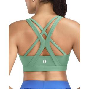 image:imageRUNNING GIRL Sports Bras for WomenSeamless Strappy Sports Bra High Support Crisscross Back with Removable PadsAgreen
