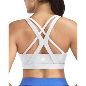 image:imageRUNNING GIRL Sports Bras for WomenSeamless Strappy Sports Bra High Support Crisscross Back with Removable PadsAgrey