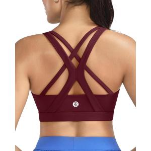 image:imageRUNNING GIRL Sports Bras for WomenSeamless Strappy Sports Bra High Support Crisscross Back with Removable PadsAwine Red