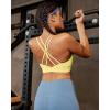 image:imageRUNNING GIRL Sports Bras for WomenStrappy Crisscross Back Padded Low Impact Running Sports Bra with Removable CupsAbright Yellow
