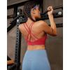 image:imageRUNNING GIRL Sports Bras for WomenStrappy Crisscross Back Padded Low Impact Running Sports Bra with Removable CupsAdeep Red