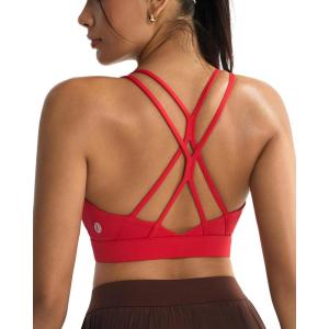 image:imageRUNNING GIRL Sports Bras for WomenStrappy Crisscross Back Padded Low Impact Running Sports Bra with Removable CupsAdeep Red