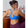 image:imageRUNNING GIRL High Impact Sports Bras for WomenMolded Cup Crisscross Back Strappy Workout Sports Bra with Sewn in PadsSparkle Blue