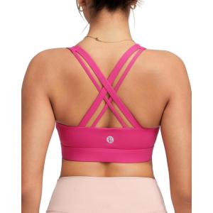 image:imageRUNNING GIRL High Impact Sports Bra for WomenCrissCross Back Top with Moulded Cups Womens Sports Bra High SupportBright Pink