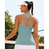 image:imageRUNNING GIRL Workout Tops for WomenStrappy Back White Tank Tops with Built in Bras Camisole Yoga Crop Top PaddedDpale Green