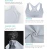 image:imageRUNNING GIRL Workout Tops for WomenStrappy Back White Tank Tops with Built in Bras Camisole Yoga Crop Top PaddedYicy Grey