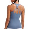 image:imageRUNNING GIRL Workout Tops for WomenStrappy Back White Tank Tops with Built in Bras Camisole Yoga Crop Top PaddedDlight Blue