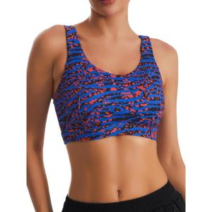 image:imageRUNNING GIRL High Impact Sports Bras for WomenRacerback Running Bra Workout Crop Tank Tops Longline Sports Bra Push upZorangeBlue Combo