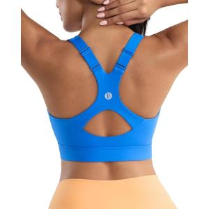 image:imageRUNNING GIRL Sports Bra for WomenAdjustable Strappy Running High Impact Sports Bra with Sewn in PadsAsparkle Blue