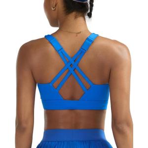 image:imageRUNNING GIRL Sports Bras for Women High ImpactAdjustable Strappy Back Molded Cup High Support Sports Bra with Sewn in PadsSparkle Blue