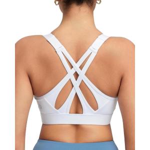 image:imageRUNNING GIRL Sports Bras for Women High Support Adjustable Straps High Impact Sports Bras with Sewn in Pads Running BraWhite