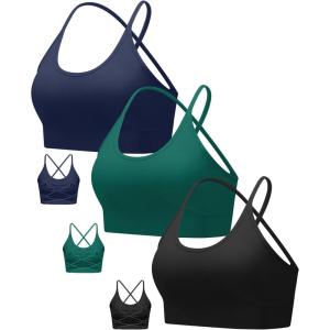image:imageRUNNING GIRL Sports Bras for WomenSexy Crisscross Back Seamless Padded Sports Bra Medium Support with Removable PadsAblacknavyteal