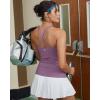 image:imageRUNNING GIRL Womens Workout Tank Tops with Built in BraCrisscross Back Padded Athletic Compression Shirts Yoga TopsPurple Gray