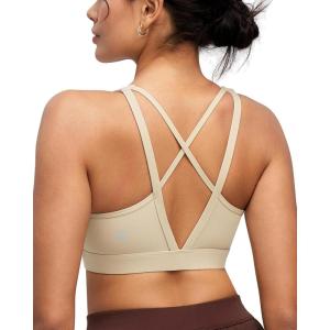 image:imageRUNNING GIRL High Impact Sports Bras for Women High Support Running Sports Bra Moulded Cup Strappy Sports BrasMojave Tan