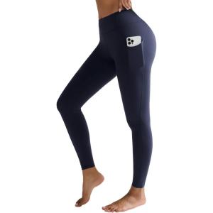 image:imageRUNNING GIRL Leggings for Women 25 Inseam High Waisted Compression Buttery Soft Yoga Pants with PocketsNavy Blue