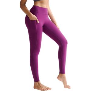 image:imageRUNNING GIRL Leggings for Women 25 Inseam High Waisted Compression Buttery Soft Yoga Pants with PocketsPlum