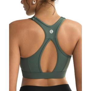 image:imageRUNNING GIRL Sports Bras for Women High Support Adjustable Straps High Impact Sports Bras with Sewn in Pads Workout BraDark Green