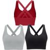 image:imageRUNNING GIRL Sports Bras for WomenSeamless Strappy Sports Bra High Support Crisscross Back with Removable PadsAblackdeep Redlight Grey