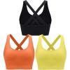 image:imageRUNNING GIRL Sports Bras for WomenSeamless Strappy Sports Bra High Support Crisscross Back with Removable PadsAblackyelloworange