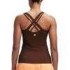 image:imageRUNNING GIRL Tank top with Built in Bra for WomenCompression Shirts Crisscross Back Workout Yoga TopsBrown