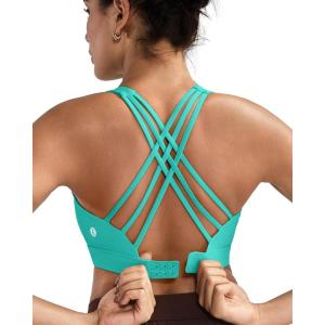 image:imageRUNNING GIRL High Impact Sports Bras for WomenCrisscross Back Adjustable Straps Bra with Hook Closure Workout Supportive BraAbright Green