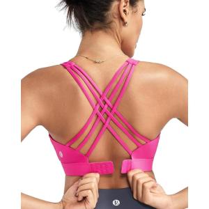 image:imageRUNNING GIRL High Impact Sports Bras for WomenCrisscross Back Adjustable Straps Bra with Hook Closure Workout Supportive BraAhot Pink