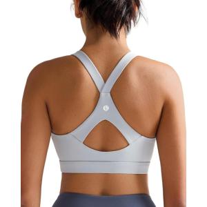 image:imageRUNNING GIRL Sports Bra for WomenY Back Molded Cup Strappy Running High Impact Sports Bra with Sewn in PadsGrey