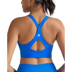 image:imageRUNNING GIRL Sports Bra for WomenY Back Molded Cup Strappy Running High Impact Sports Bra with Sewn in PadsSparkle Blue