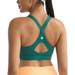 image:imageRUNNING GIRL Sports Bra for WomenY Back Molded Cup Strappy Running High Impact Sports Bra with Sewn in PadsTeal