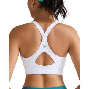 image:imageRUNNING GIRL Sports Bra for WomenY Back Molded Cup Strappy Running High Impact Sports Bra with Sewn in PadsWhite