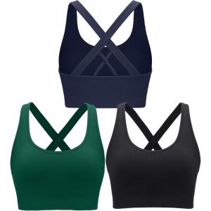 image:imageRUNNING GIRL Sports Bras for WomenSeamless Strappy Sports Bra High Support Crisscross Back with Removable PadsAblacknavyteal