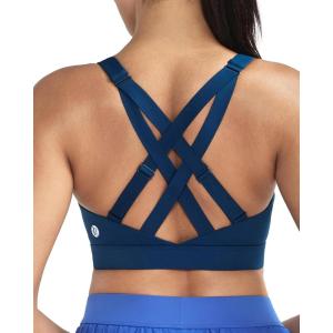 image:imageRUNNING GIRL High Impact Sports Bras for Women High Support Running Adjustable Sports Bra Molded Cup Strappy Sports BrasBdark Blue