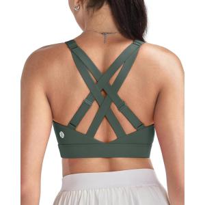 image:imageRUNNING GIRL High Impact Sports Bras for Women High Support Running Adjustable Sports Bra Molded Cup Strappy Sports BrasBgreen