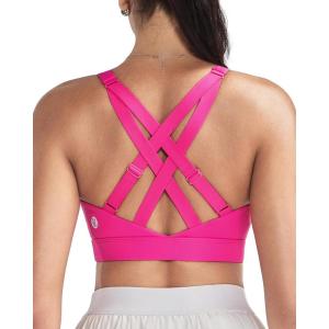 image:imageRUNNING GIRL High Impact Sports Bras for Women High Support Running Adjustable Sports Bra Molded Cup Strappy Sports BrasBhot Pink