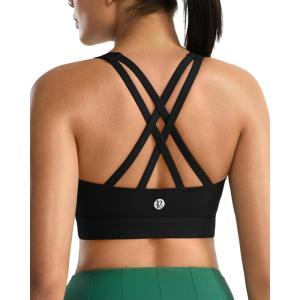 image:imageRUNNING GIRL Sports Bra for WomenMolded Cup Strappy Running High Impact Sports Bra with Sewn in PadsAblack