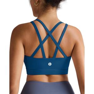 image:imageRUNNING GIRL Sports Bra for WomenMolded Cup Strappy Running High Impact Sports Bra with Sewn in PadsDark Blue