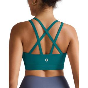 image:imageRUNNING GIRL Sports Bra for WomenMolded Cup Strappy Running High Impact Sports Bra with Sewn in PadsDark Green