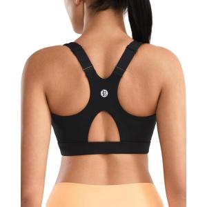 image:imageRUNNING GIRL High Impact Sports Bras for Women Racerback Adjustable Straps Sports Bras for Women with Sewn in PadsJet Black