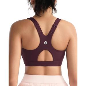 image:imageRUNNING GIRL High Impact Sports Bras for Women Racerback Adjustable Straps Sports Bras for Women with Sewn in PadsMarron