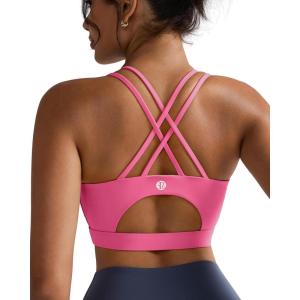 image:imageRUNNING GIRL Sports Bras for WomenPadded Sports Bra Tank Top Sexy Crisscross Back High Impact Longline Workout Yoga BraSour Pink