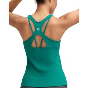 image:imageRUNNING GIRL Workout Tank Tops for WomenStrappy Yoga Tops with Built in Bras Athletic Exercise Tops PaddedGreen