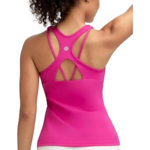 image:imageRUNNING GIRL Workout Tank Tops for WomenStrappy Yoga Tops with Built in Bras Athletic Exercise Tops PaddedHot Pink