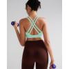 image:imageRUNNING GIRL High Impact Sports Bras for Women  Scoop Neck Strappy Sports Bra High Support Moulded Cup Workout BraAmint Green