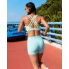 image:imageRUNNING GIRL High Impact Sports Bras for Women  Scoop Neck Strappy Sports Bra High Support Moulded Cup Workout BraAmint Green