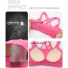 image:imageRUNNING GIRL High Impact Sports Bras for Women  Scoop Neck Strappy Sports Bra High Support Moulded Cup Workout BraAsour Pink